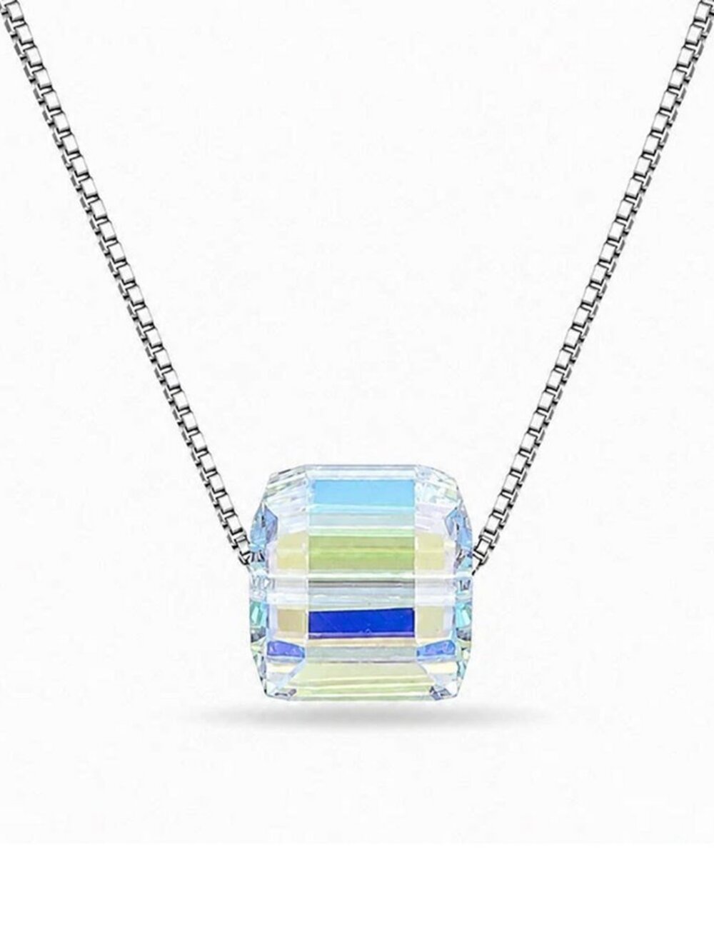 Created Quartzt Pendant Necklace Solid .925 Sterling Silver